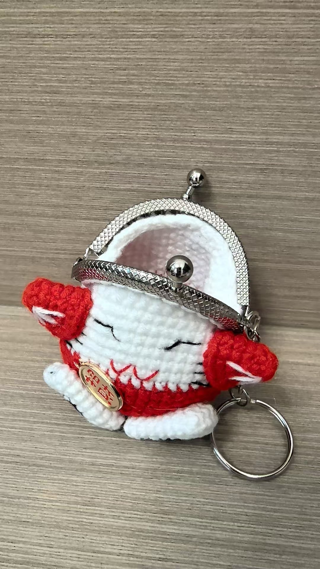 Crocheted coin purse - Maneki-neko