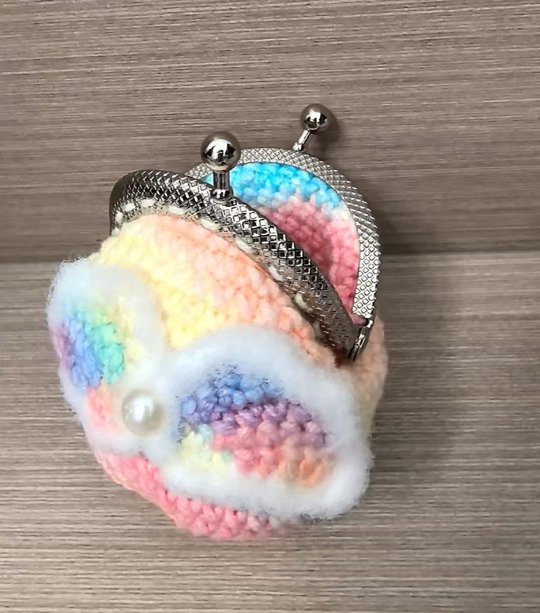 Crocheted coin purse - Rainbow wings