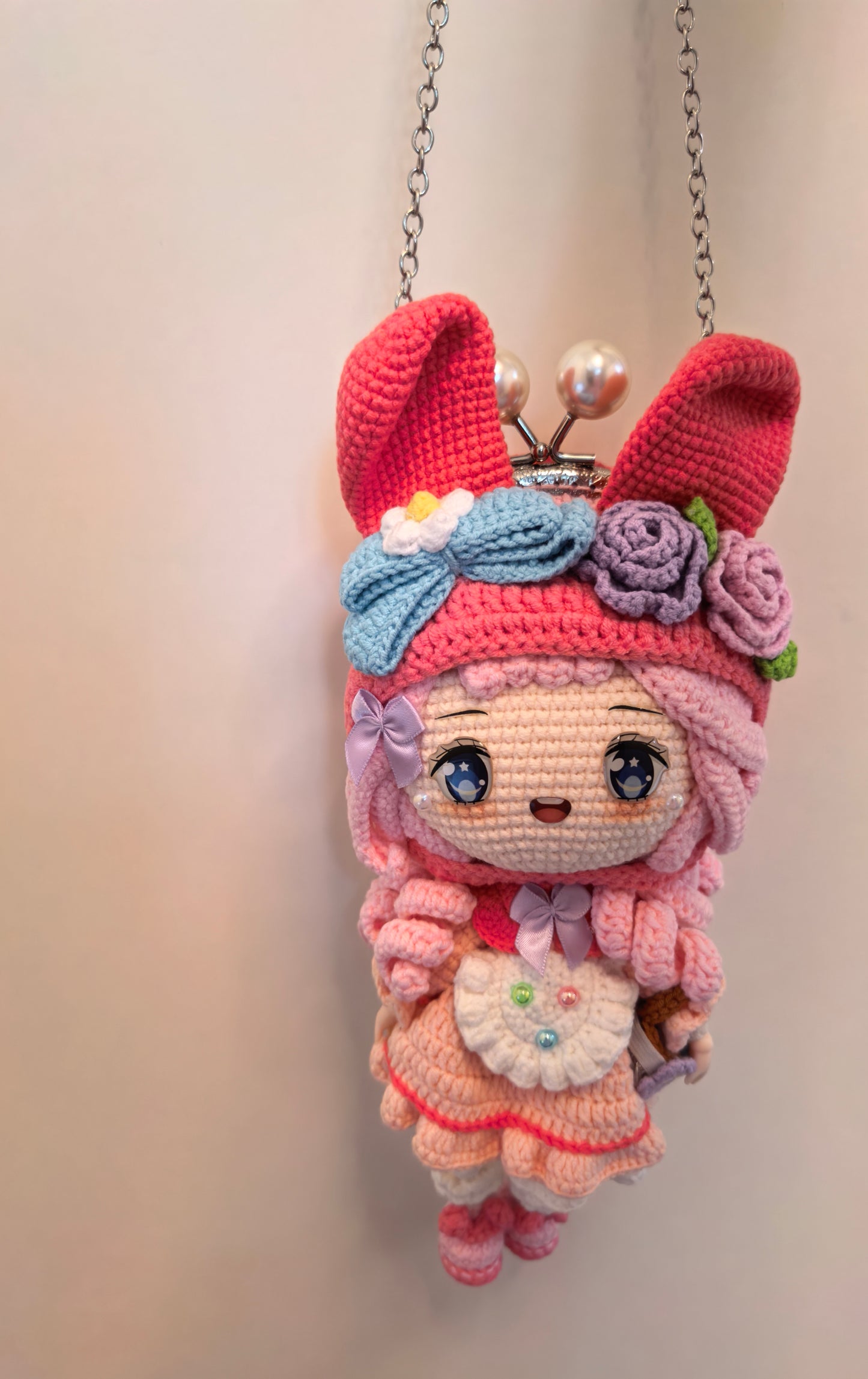 Crocheted beautiful girl's bag