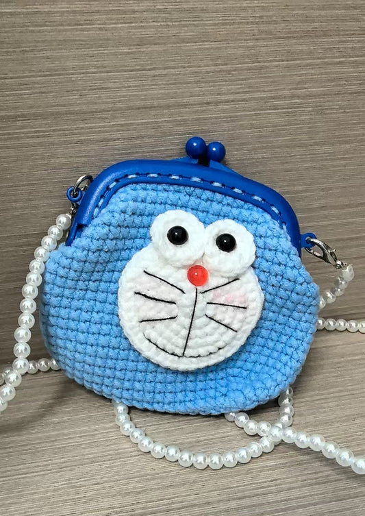 Crocheted card wallet - Doraemon