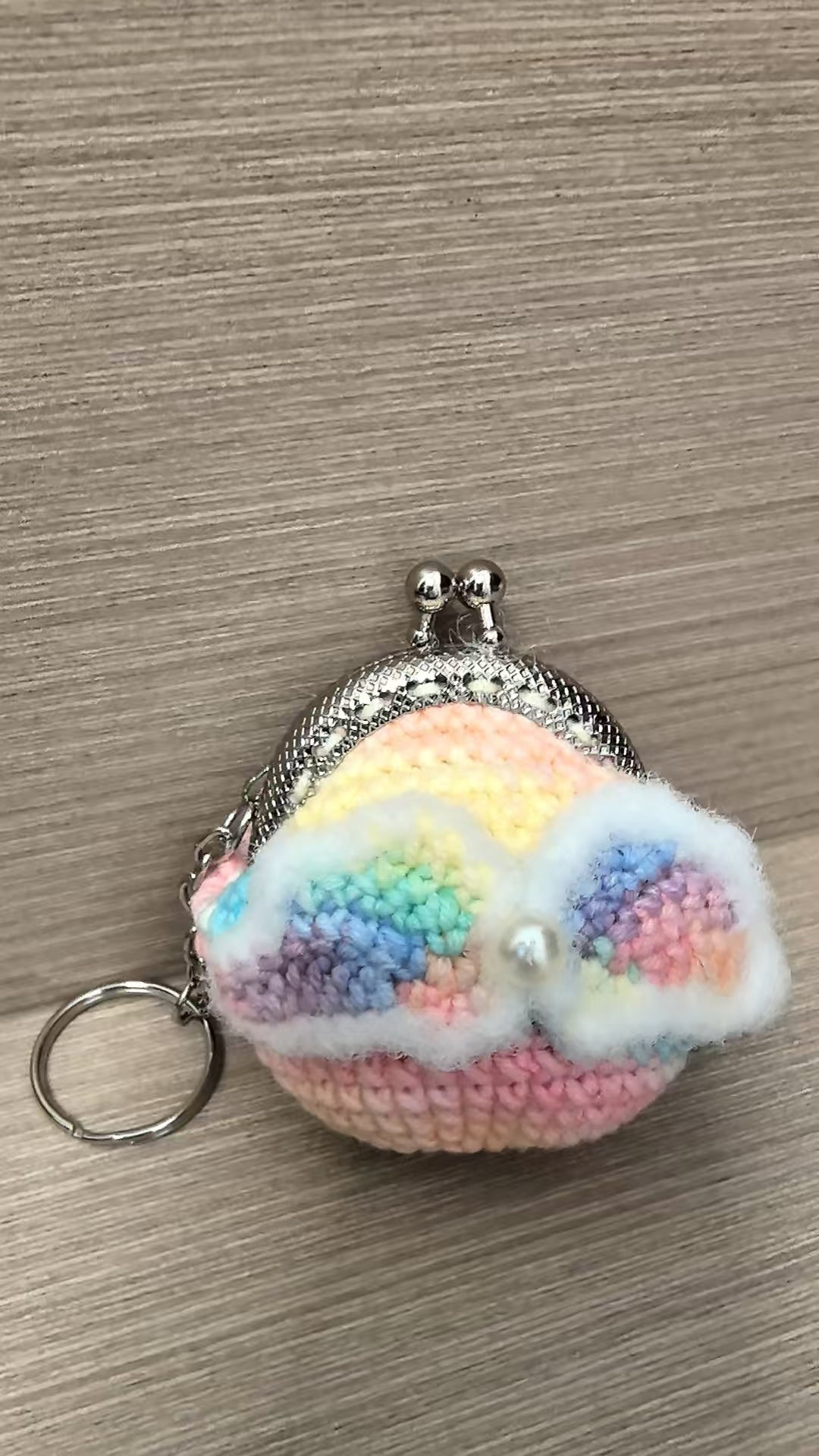 Crocheted coin purse - Rainbow wings