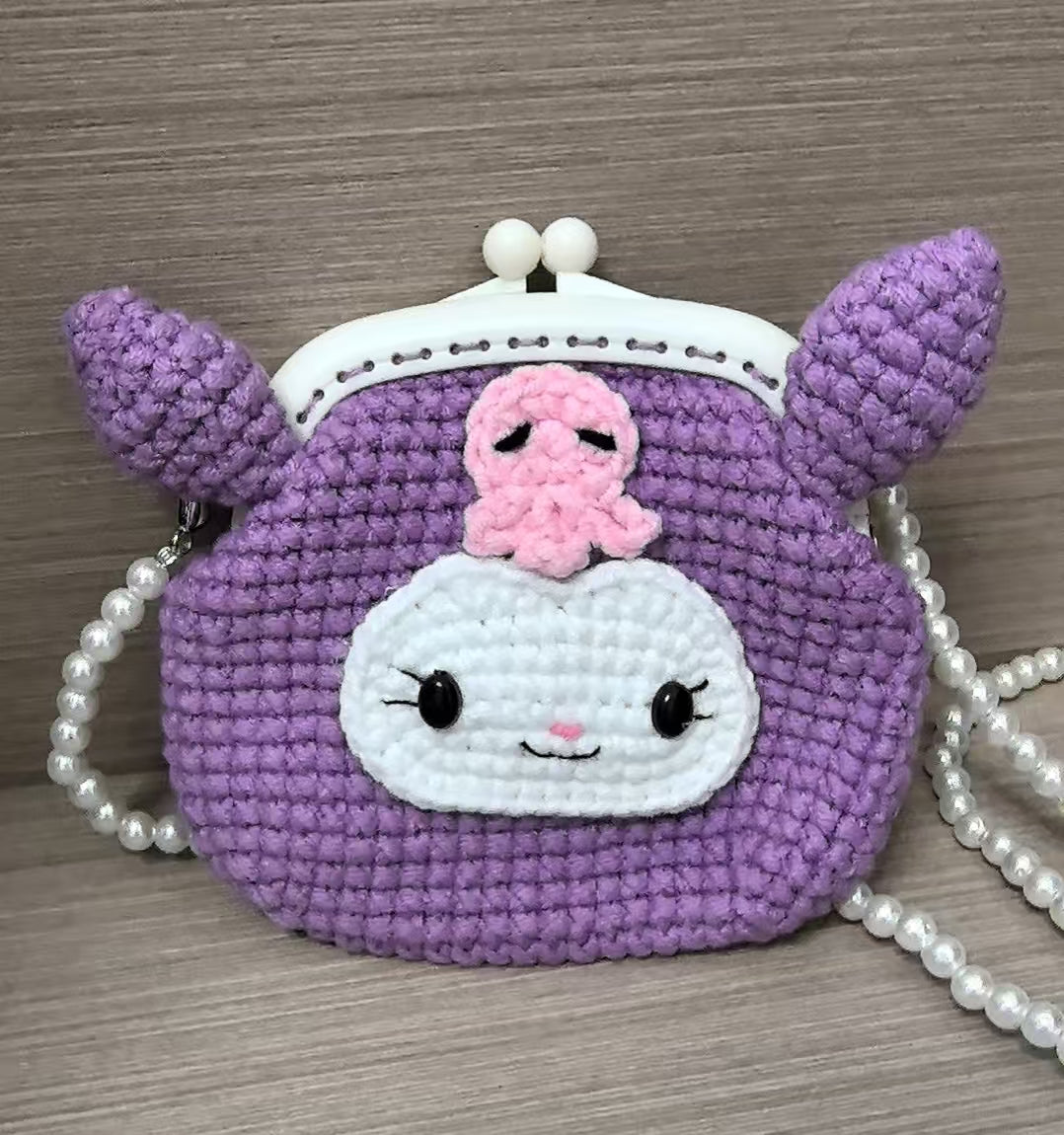 Crocheted card wallet - Kuromi