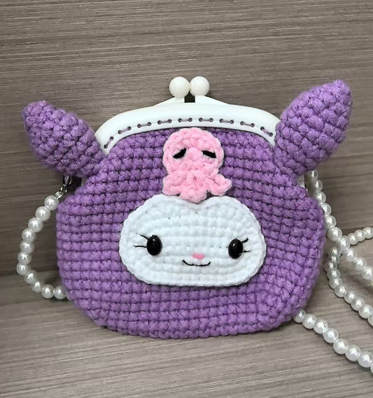 Crocheted card wallet - Kuromi