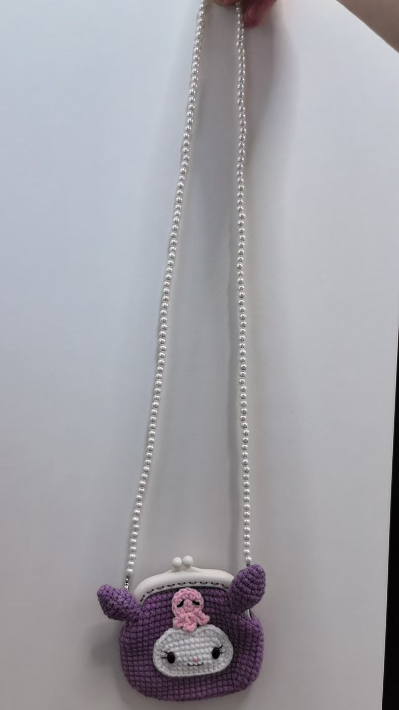 Crocheted card wallet - Kuromi