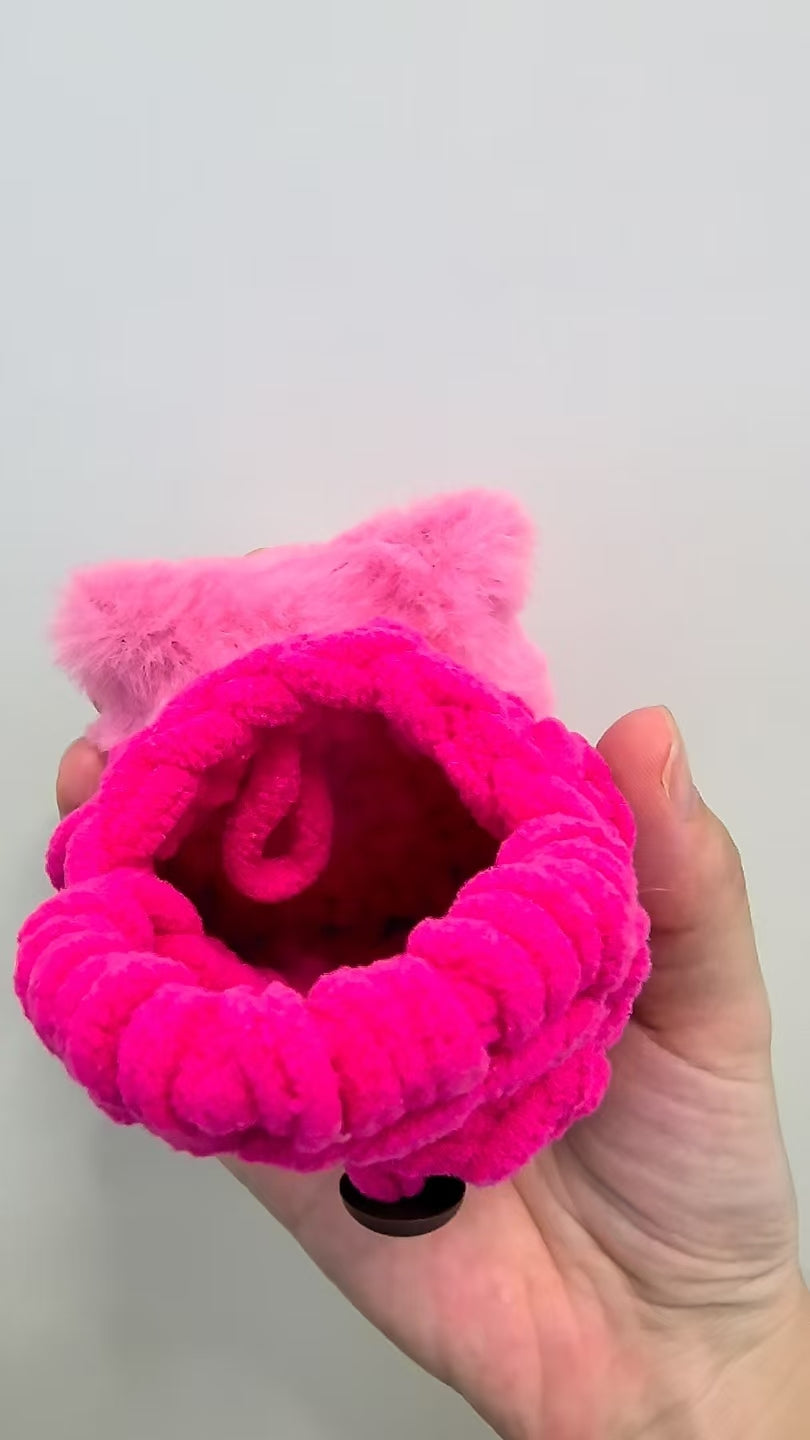 Crocheted earphone bag - Strawberry Bear
