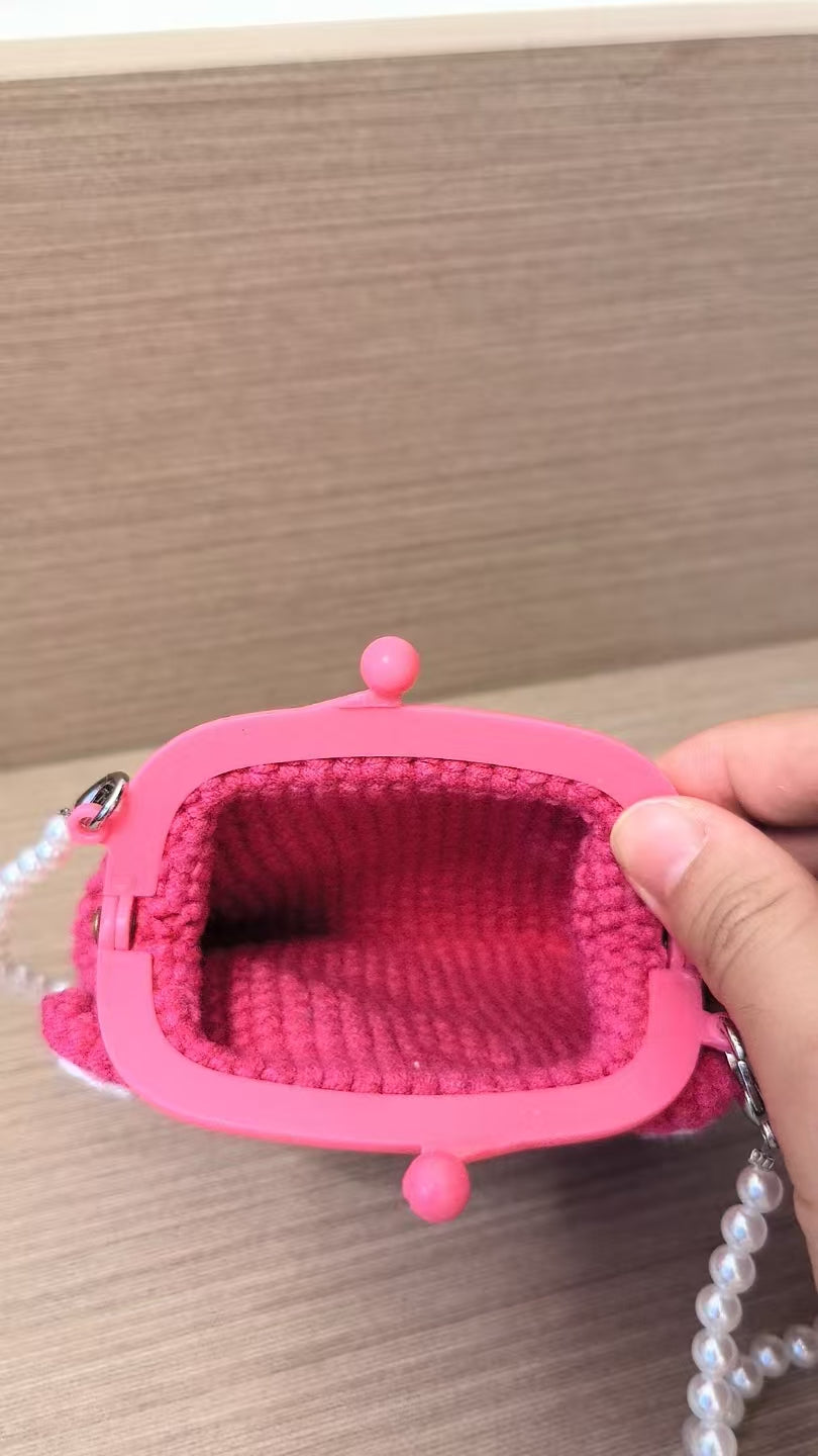 Crocheted card wallet - Strawberry Bear