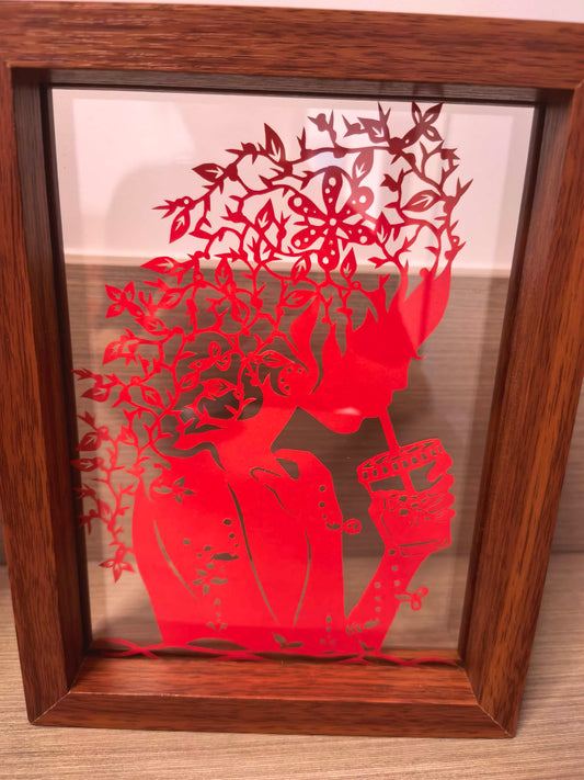 The girl drinking milk tea - cutout