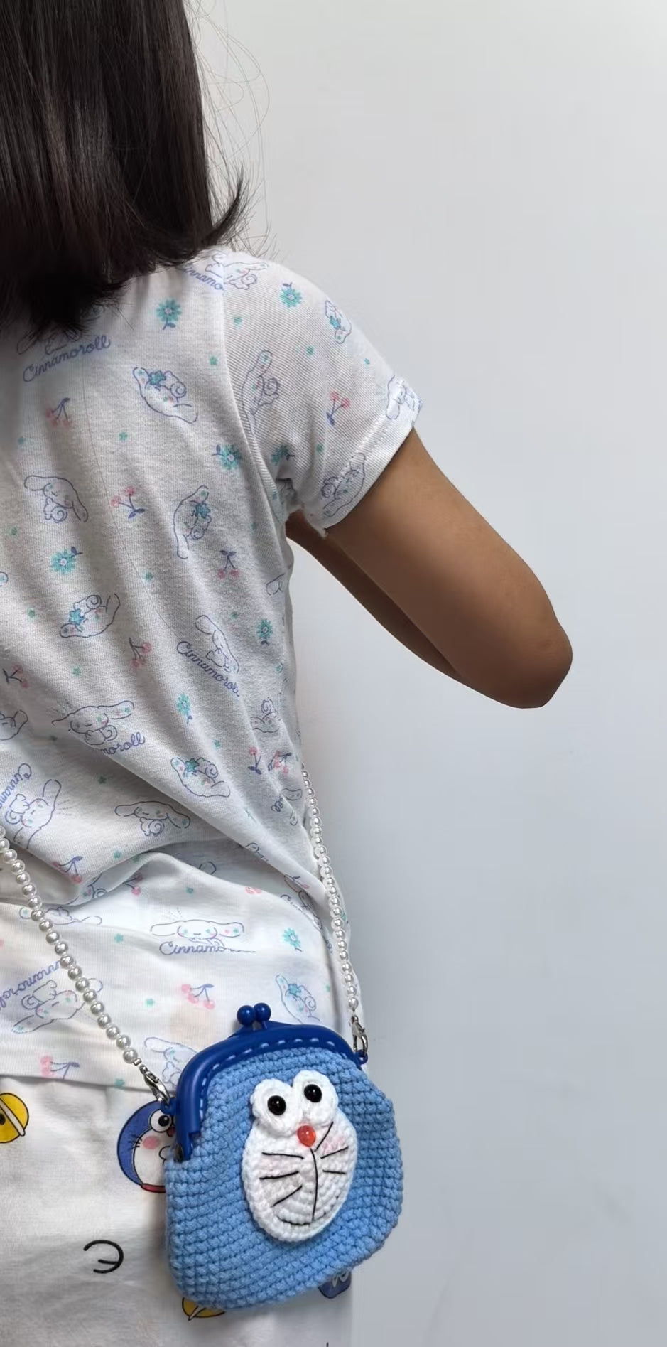 Crocheted card wallet - Doraemon