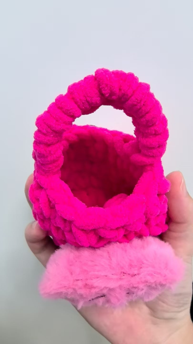 Crocheted earphone bag - Strawberry Bear