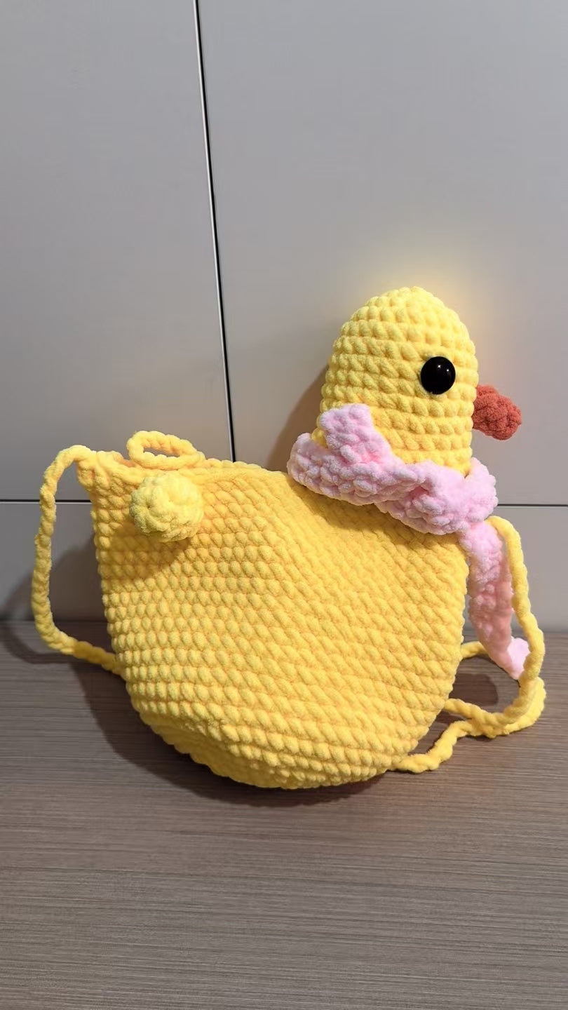 Crocheted yellow duck bag